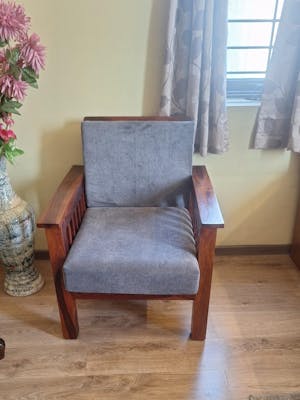 Talia- Solid Wood Modern Fusion Reclined Back Upholstered Armchair for Living Room or Bedroom