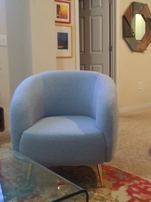 Aurora Upholstered Boucle Chair with Ottoman - Modern Furniture for Living Room, Bedroom and Foyer