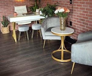 GlamBoucle Modern Cozy Vanity Chair with Gold Metal Legs – Boucle Fabric Armchair with Removable Cushion for Living Room & Bedroom