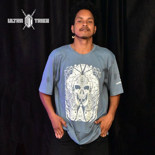 Shaman Mask Spring Green UV Light Reactive Plus Glow in Dark T-Shirt