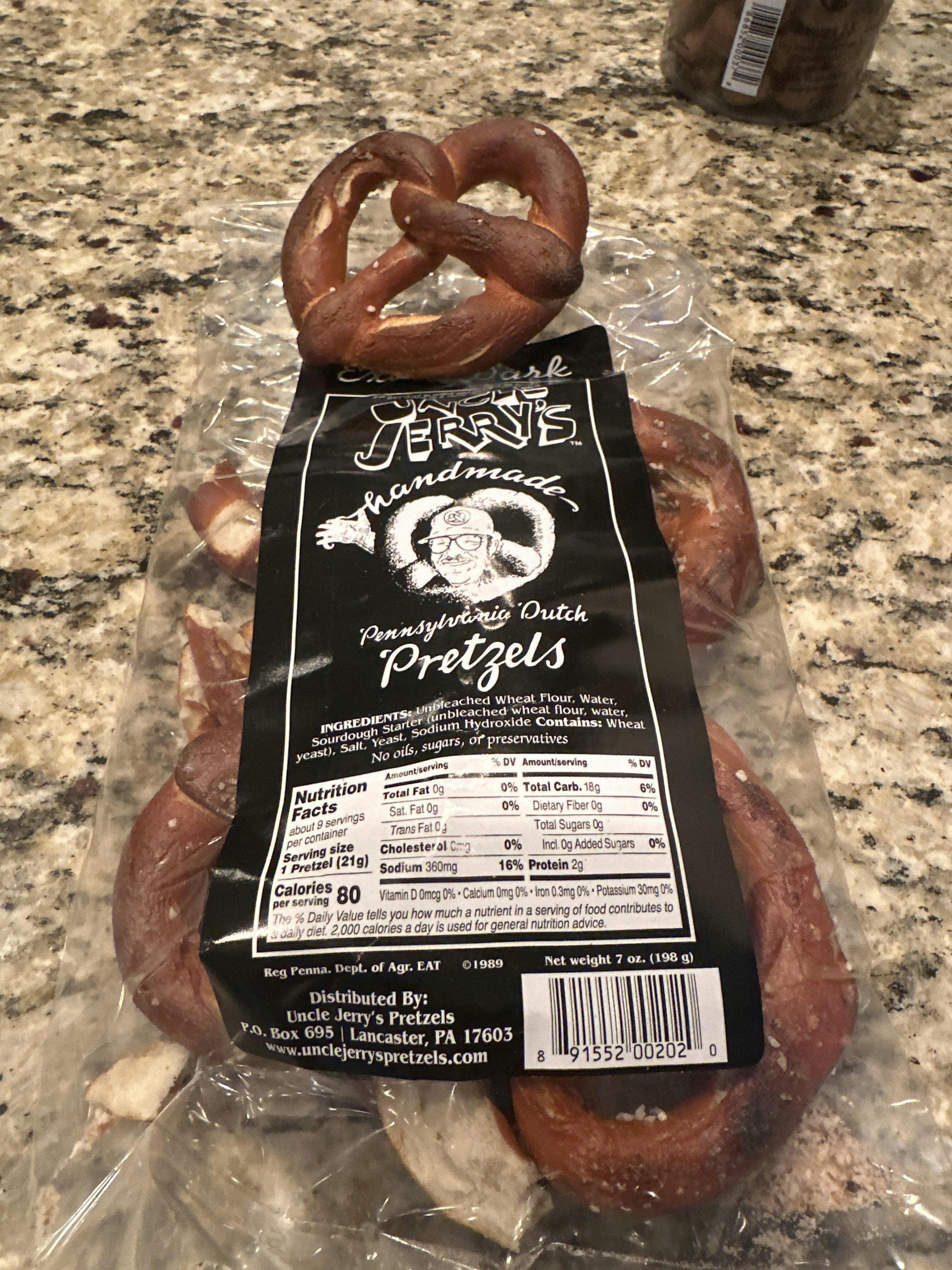 Extra Dark Regular Salt Pretzels 7oz Bags Uncle Jerry's Pretzels