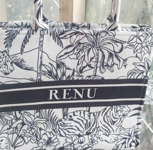 Black & White Animal Printed Customised Box Tote Bag