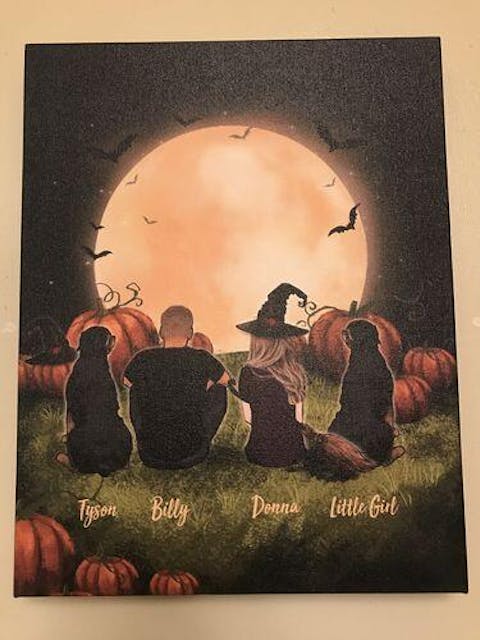 Personalized custom dog & couple canvas print canvas art Halloween - 2398