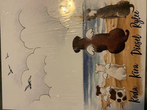 Personalized custom dog canvas print canvas art - Beach - 2387