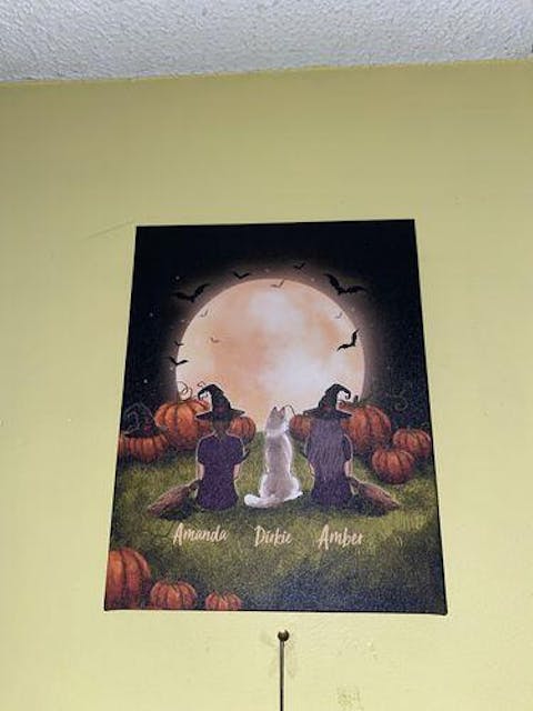 Personalized custom dog & couple canvas print canvas art Halloween - 2398