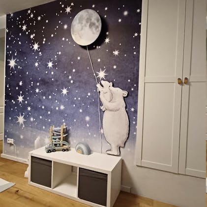 Kindertapete Aquarell Sterne – Premium-Vlies (180g/m²) | kinderleicht  anzubringen | individuell gestaltbar | perfekt für jedes Kinderzimmer! –  Unik Nordic, image size:947x947