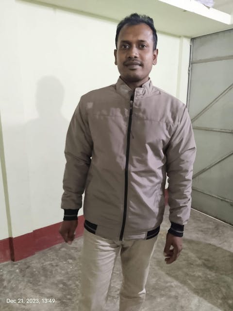 Golden winter jacket with stripes