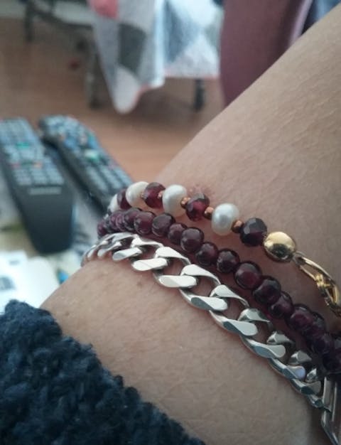 Real Garnet and Pearl Bracelet
