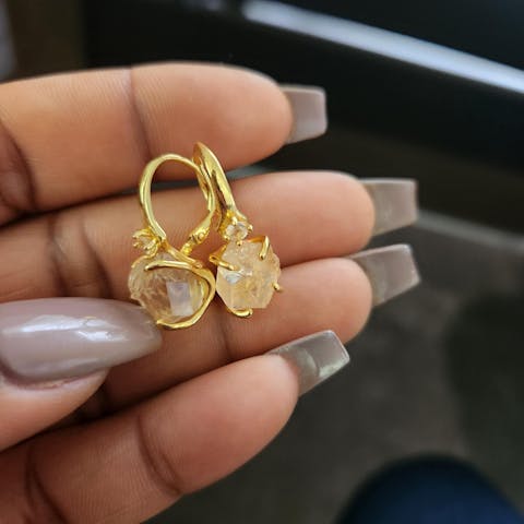 Raw Clear Quartz Drop Earrings
