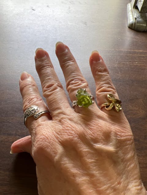 Raw Peridot Stone Ring