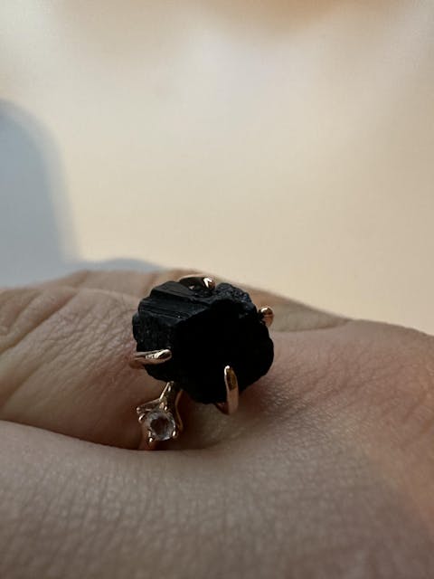 Raw Black Tourmaline Ring