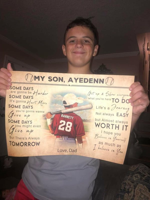 Custom Personalized To My Son Baseball Poster, Canvas with custom Name, Number, Appearance & Landscape, Vintage Style, Sport Gifts For Son, Baseball Poster, Baseball Room Decor, Baseball Wall Decor, Baseball Poster Ideas NTB0405B01DP