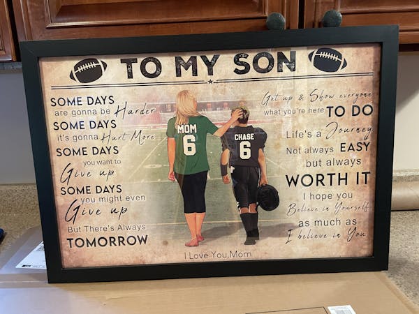 Custom Personalized Football Poster, Canvas, Vintage Style, Sport Gifts For Son, Gifts For Football Son, Football Lover Gifts, Personalized Football Gifts, Gift For A Football Player With Custom Name, Number & Appearance LTL0805B01DA