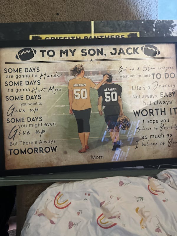 Custom Personalized Football Poster, Canvas, Vintage Style, Sport Gifts For Son, Gifts For Football Son, Football Lover Gifts, Personalized Football Gifts, Gift For A Football Player With Custom Name, Number & Appearance LTL0805B01DA