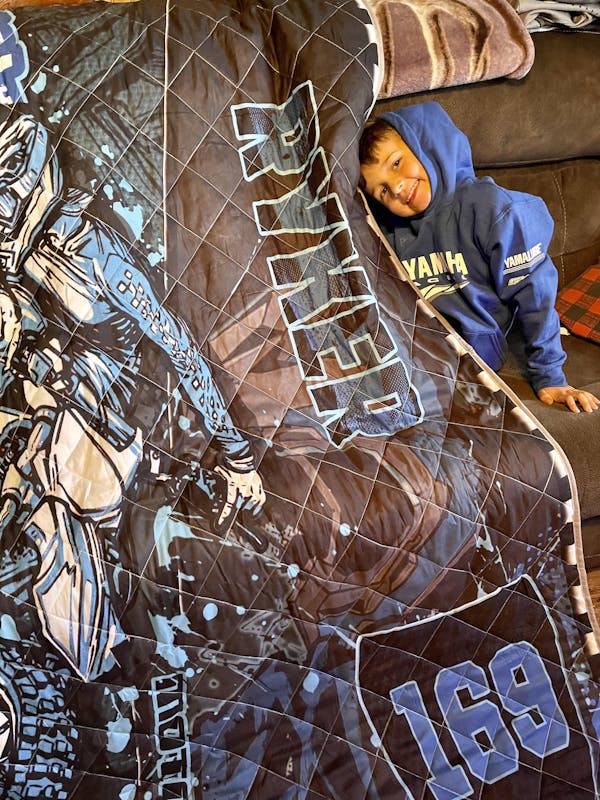 Custom Personalized Motocross Quilt Blanket, Quilt Bedding Set with custom Name & Number, Dirt Bike Gifts NTB0117B01DP