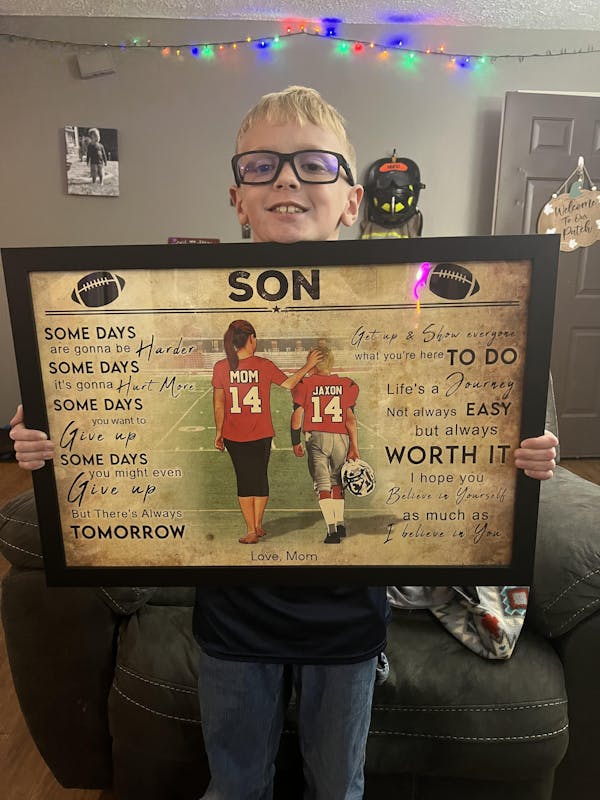 Custom Personalized Football Poster, Canvas, Vintage Style, Sport Gifts For Son, Gifts For Football Son, Football Lover Gifts, Personalized Football Gifts, Gift For A Football Player With Custom Name, Number & Appearance LTL0805B01DA