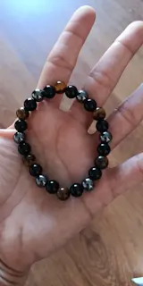 1pc Natural Black Obsidian, Hematite & Tiger Eye Bead Bracelet – Magnetic Soul Jewelry for Men & Women