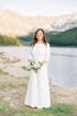 Crepe Simple Wedding dress Brittany With Square neck and Long sleeves