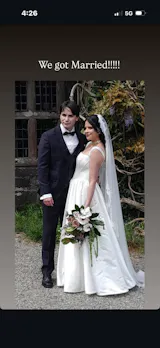 Satin Wedding Dress With Basque Waist And Square Neck Casia