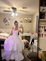 Off-Shoulder Corset Gown Paradise with Layered Skirt | Modern Ruffled Taffeta Two Piece Wedding Dress