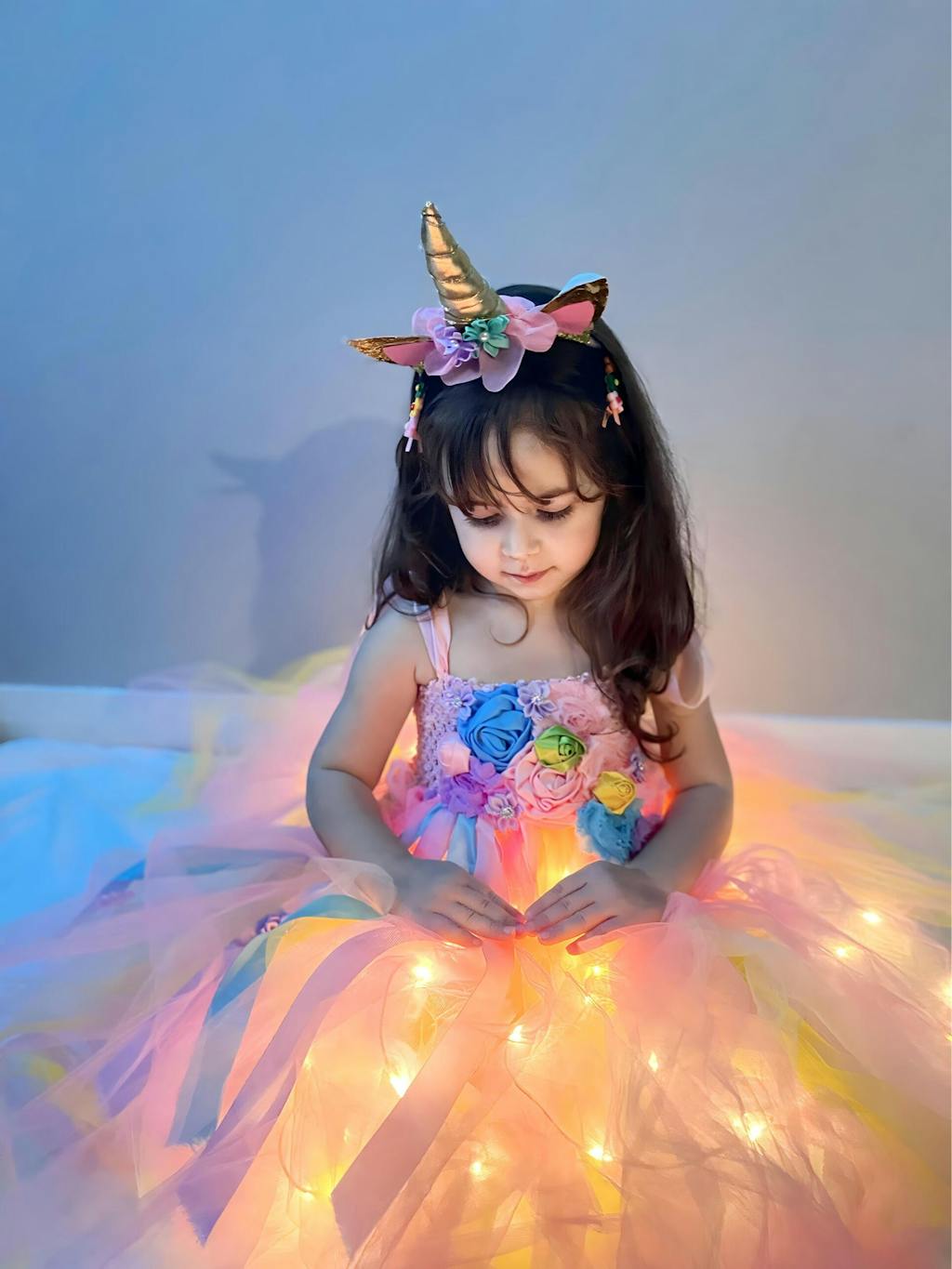 Light Up Girls Unicorn Princess Dress Costume For Birthday Party And More