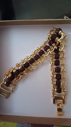 Gold Plated Genuine Panchmukhi Rudraksha Bracelet