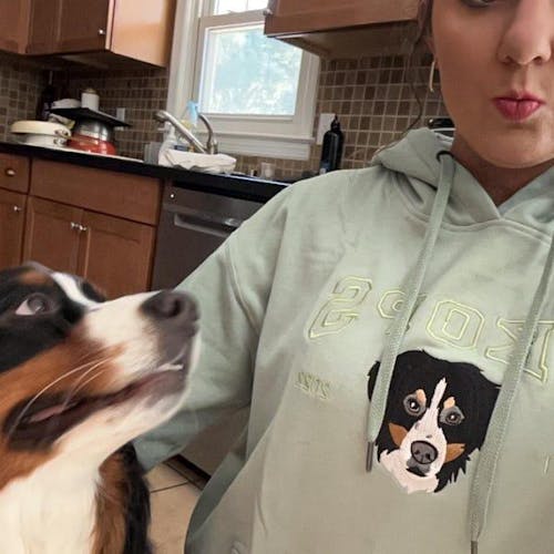 Custom Embroidered Dog Pet Face and Name Est Sweatshirt Hoodie for Pet Lovers