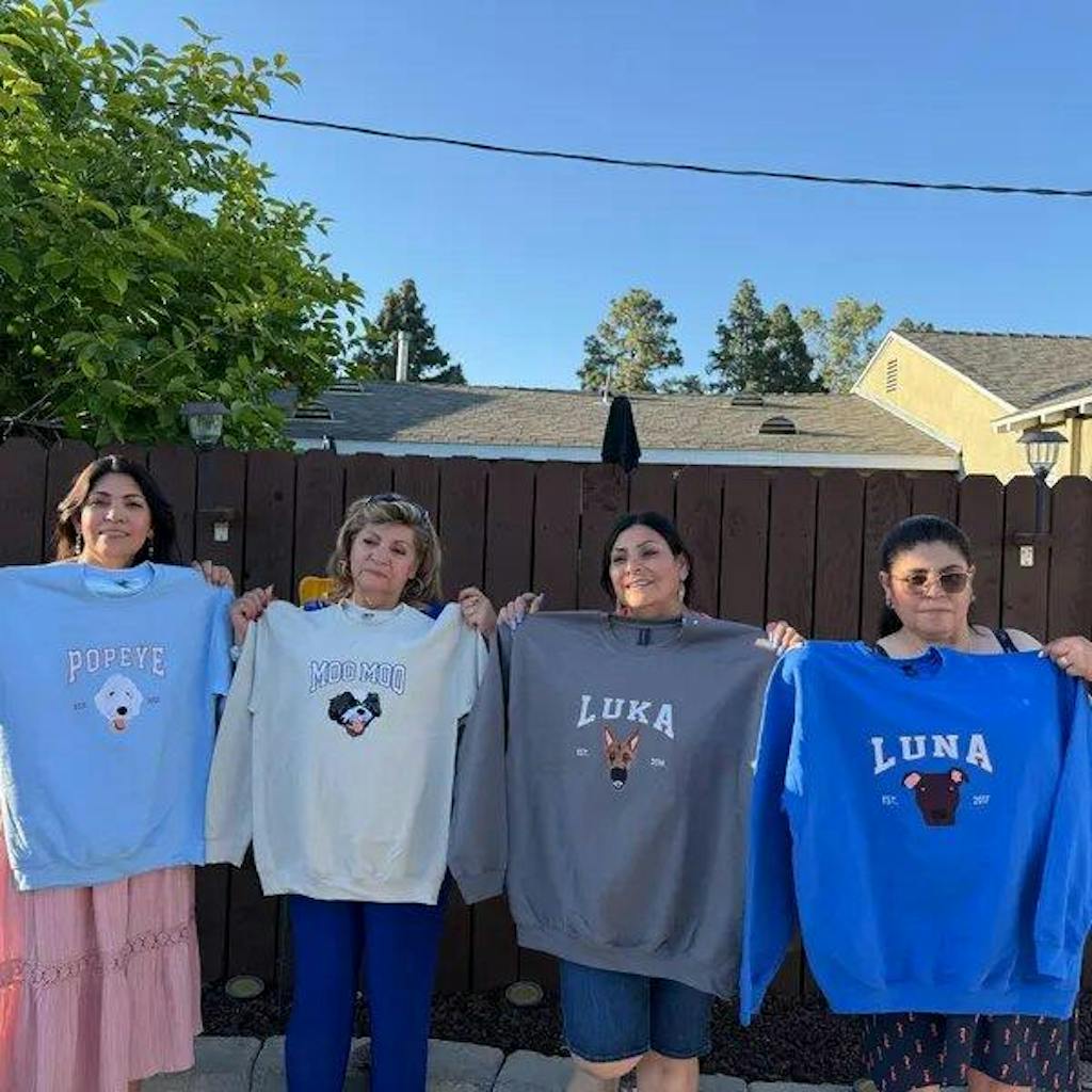 Embroidered Pet Portrait EST Sweatshirt Custom Puppy Face and Name Hoodie Pet Sympathy Dog Memorial Gifts for Dog Lovers