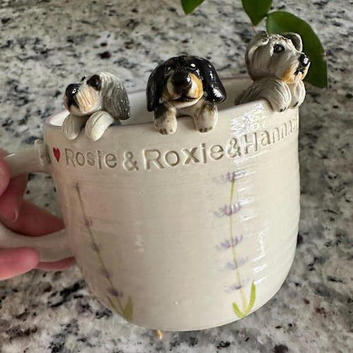 Personalized Pet Figurine Mug Custom Cat and Dog Ceramic Coffee Mug Christmas Keepsake Gift For Pet Lovers