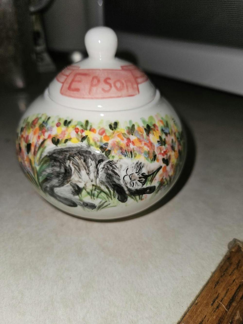 Custom Pet Ceramic Urn, Personalized Hand-Painted Pet Portrait Urn for Memorial & Keepsake