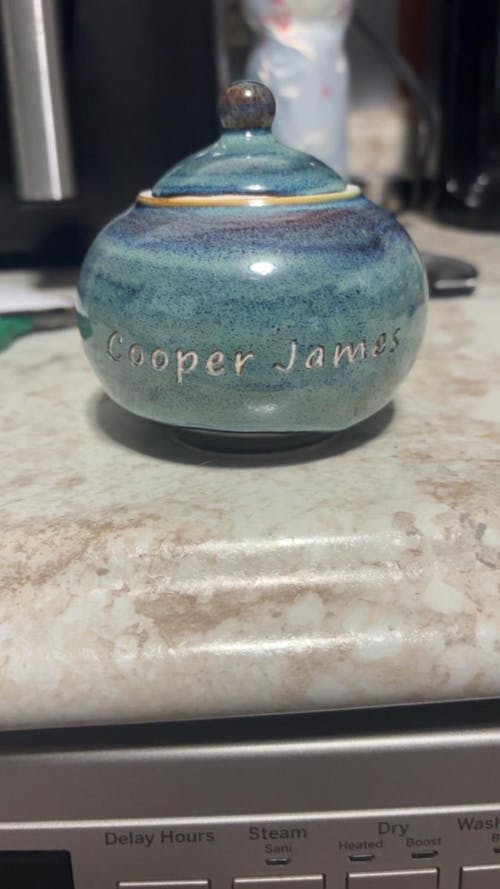 Handmade Ceramic Pet Urn for Ashes – Personalized Memorial Keepsake Jar