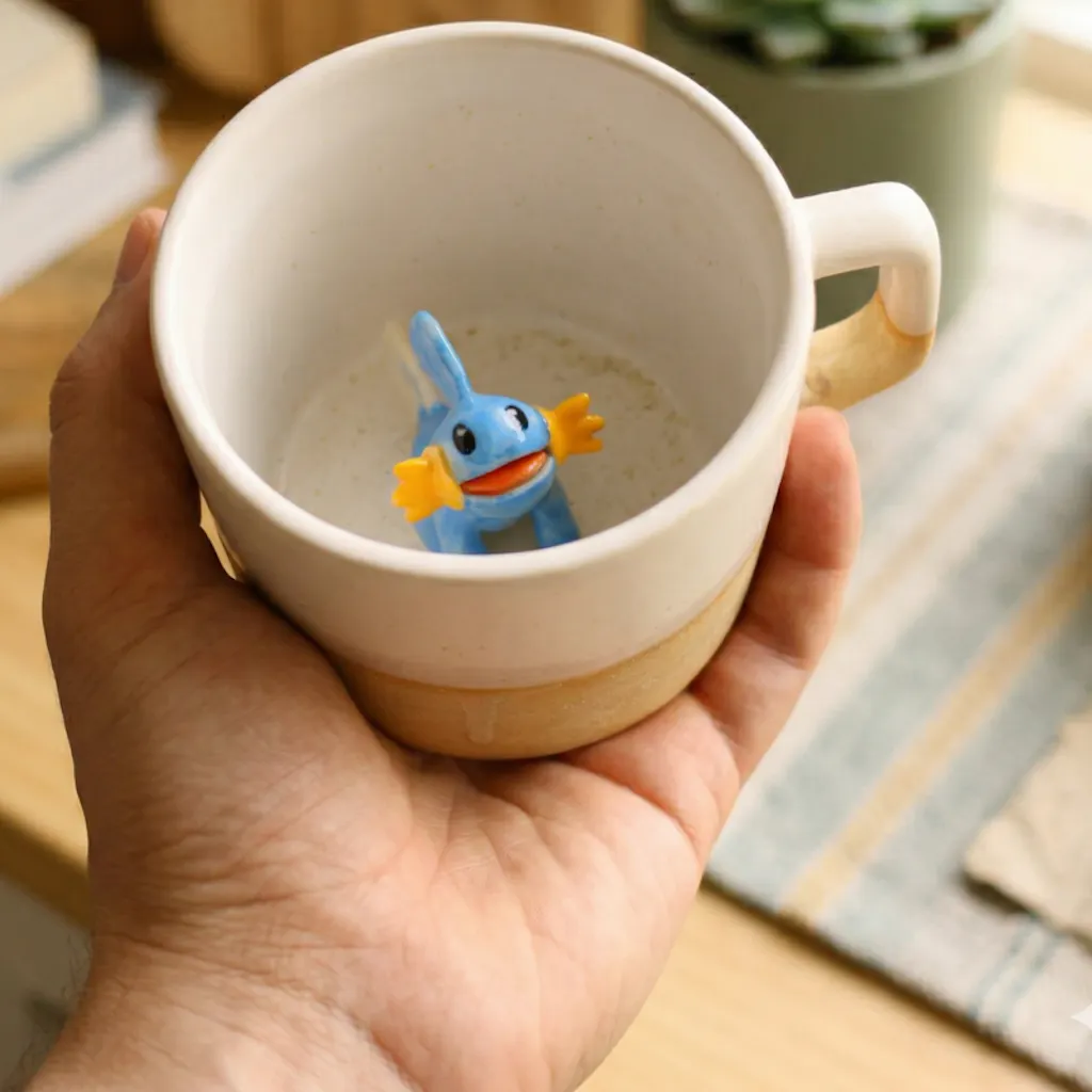 Handmade Pokémon-Inspired Ceramic Mug – Cute Anime Figurine Coffee Cup