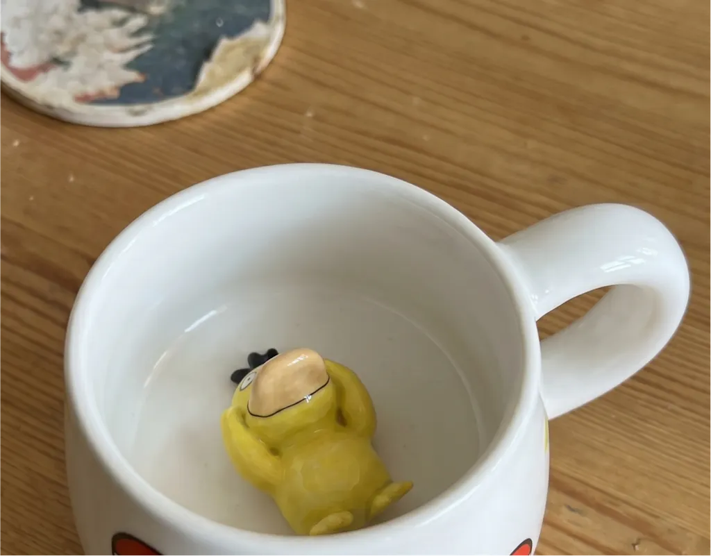 Custom Pokémon-Inspired Mug, Handmade Ceramic Coffee Cup with Surprise Character Inside
