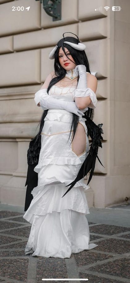 UWOWO Albedo Cosplay Anime Overlord White Dress Costume Uwowo Cosplay
