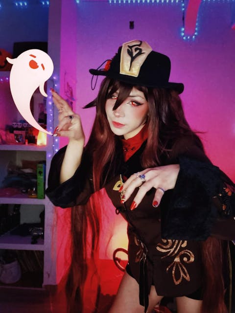 Uwowo Genshin Impact Cosplay Hu Tao Cosplay Wig 115cm Brown Claw Clip Ponytail Hutao Hair