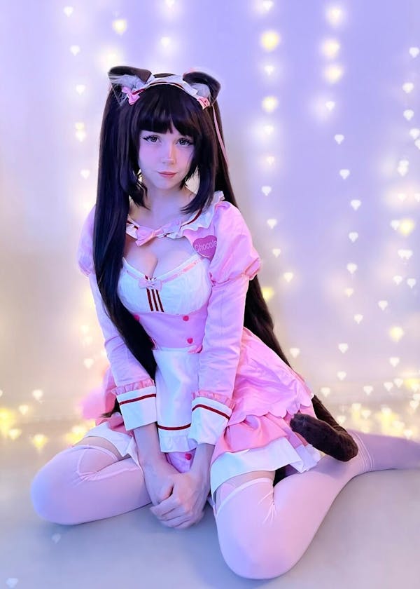 Uwowo Game Nekopara vol.4 Chocola Maid Dress Cosplay Costume Cute Pink Dress