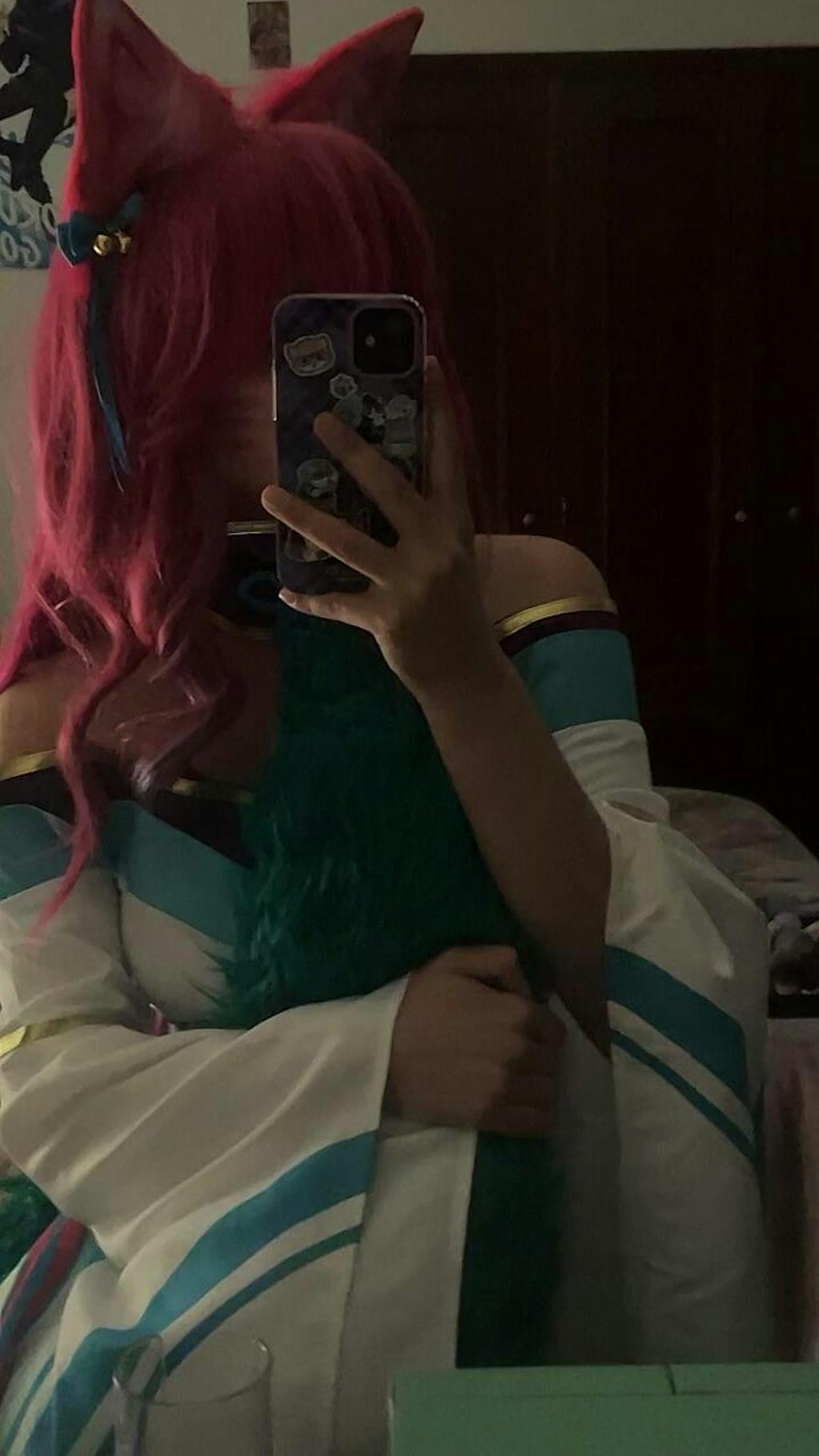 Uwowo League of Legends LOL Spirit Blossom Ahri Fox Cosplay Wig With Ears Long Hair