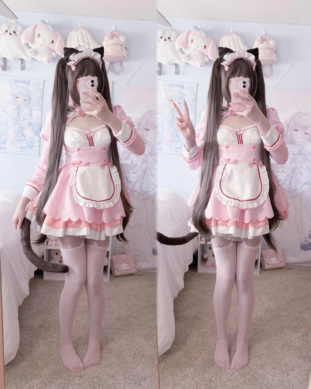 INSTOCK Uwowo Game Nekopara vol.4 Chocola Maid Dress Cosplay Costume Cute Pink Dress