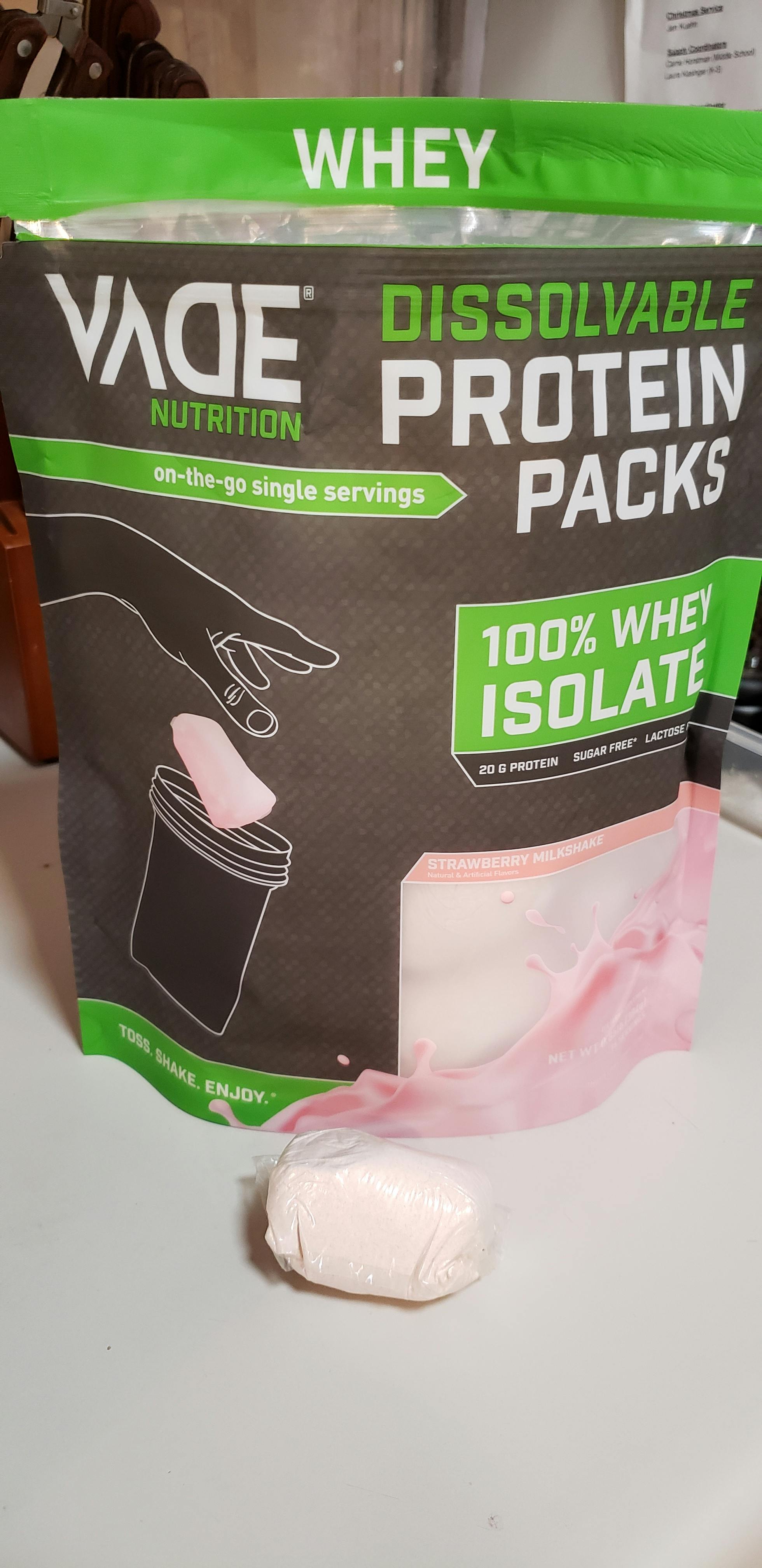 100% Whey Isolate Protein Strawberry Milkshake Travel Packs