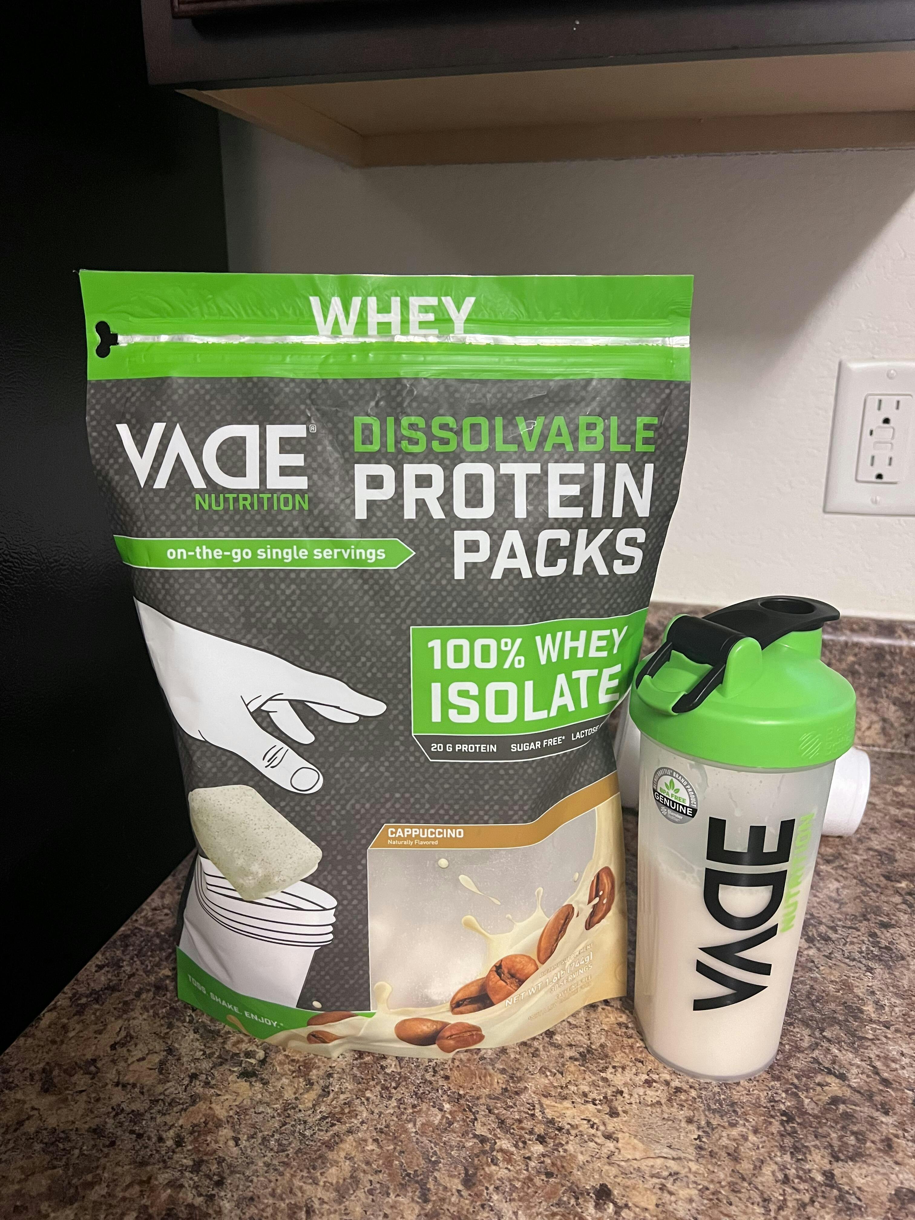 Vade Nutrition, Dissolvable Protein Packs, 100% Whey Isolate, Cappuccino