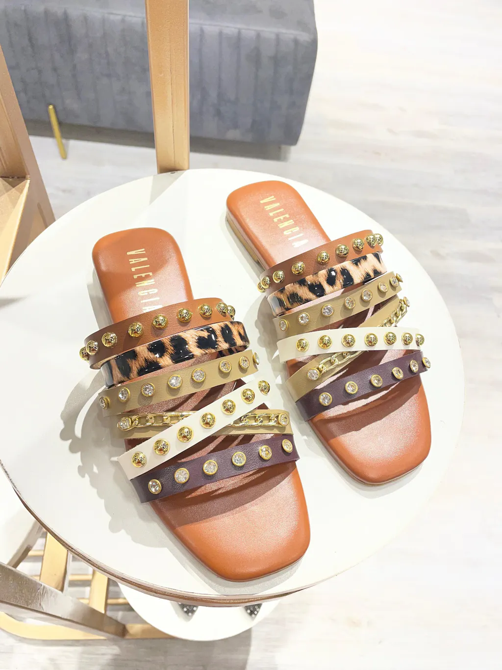 Leopard Accent Studded Flats