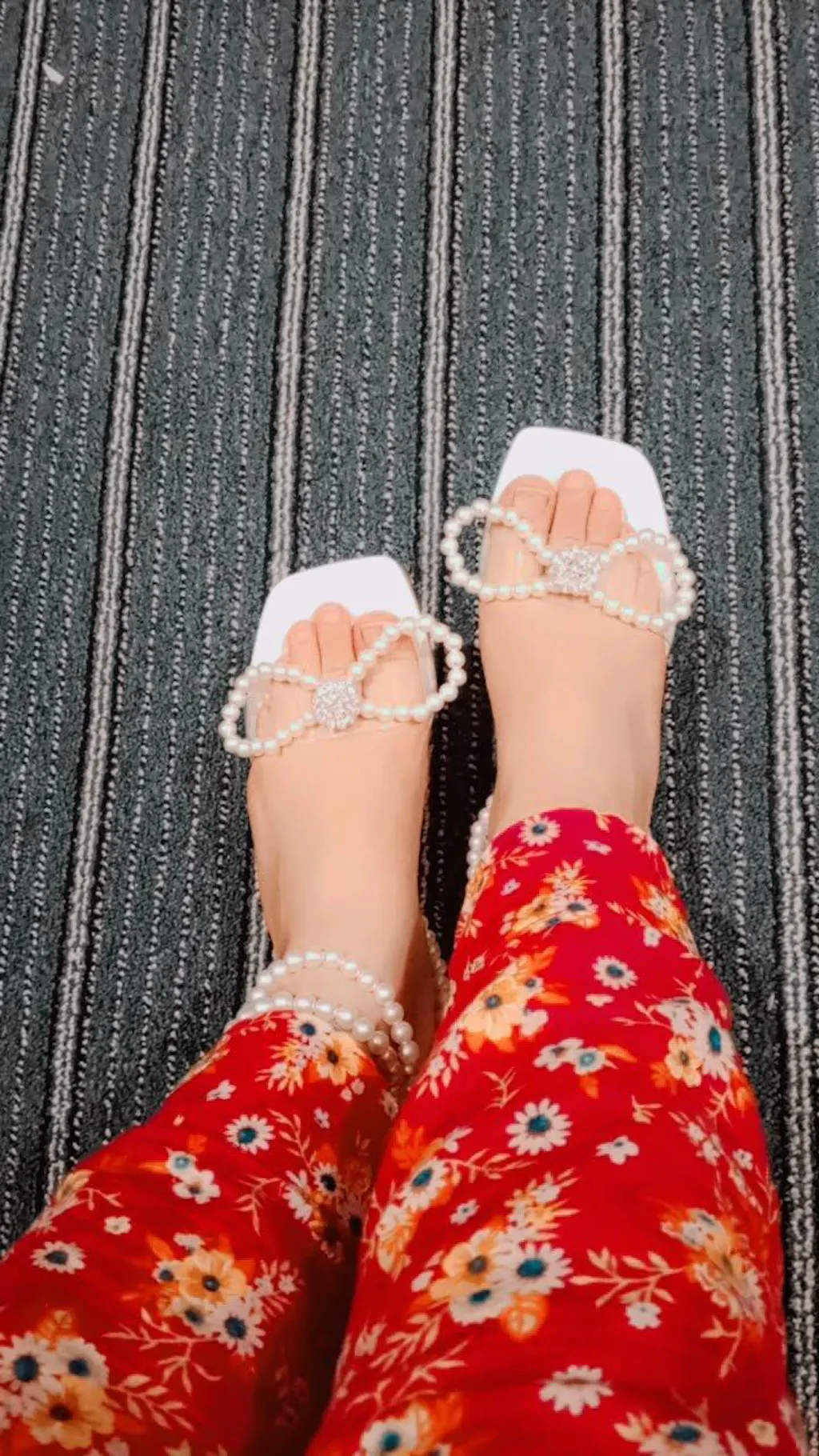 Crystal Pearl Ankle Heel
