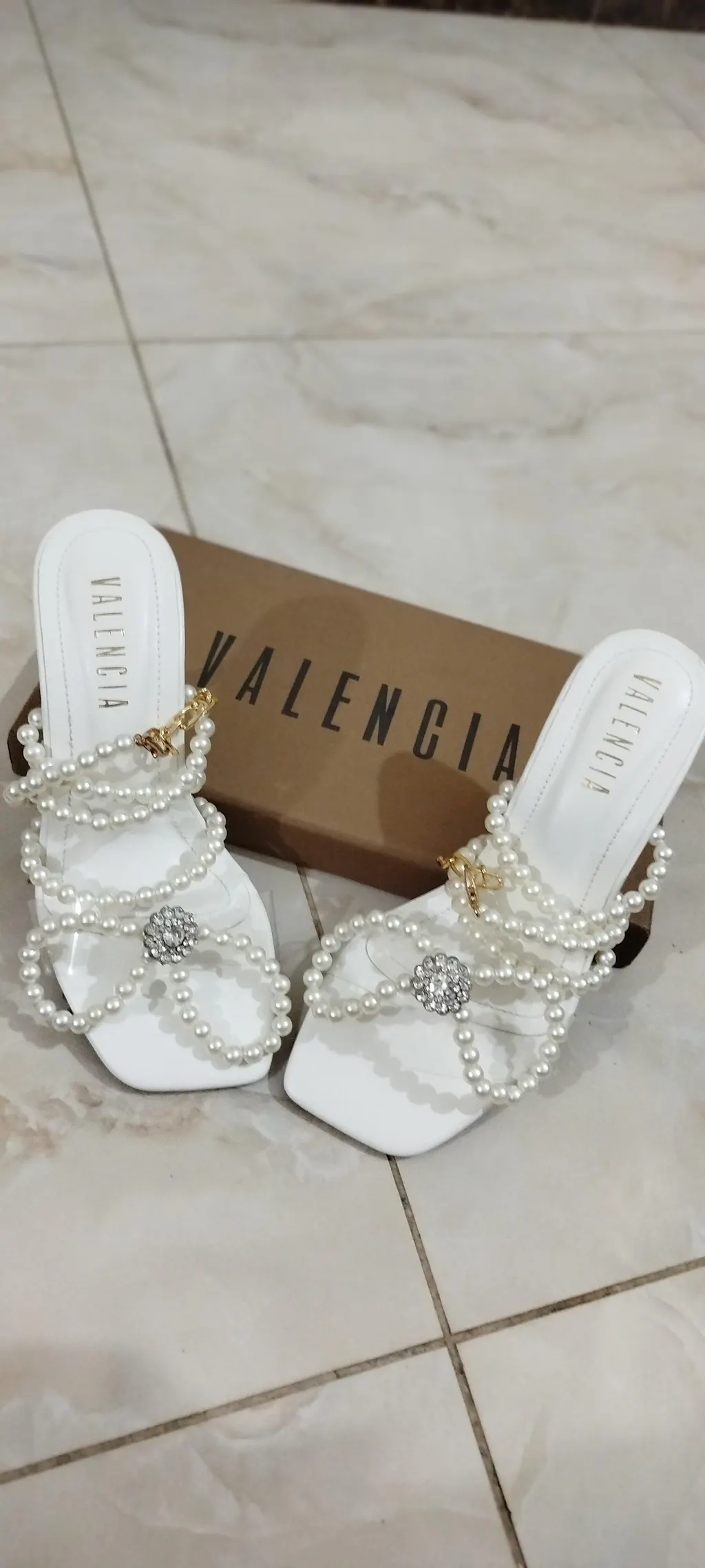 Crystal Pearl Ankle Heel