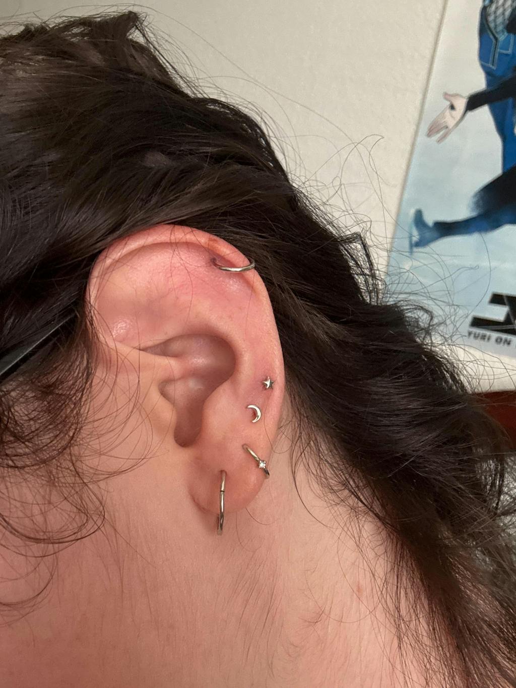 19G Umbri Moon Solid Gold Flat Back Stud