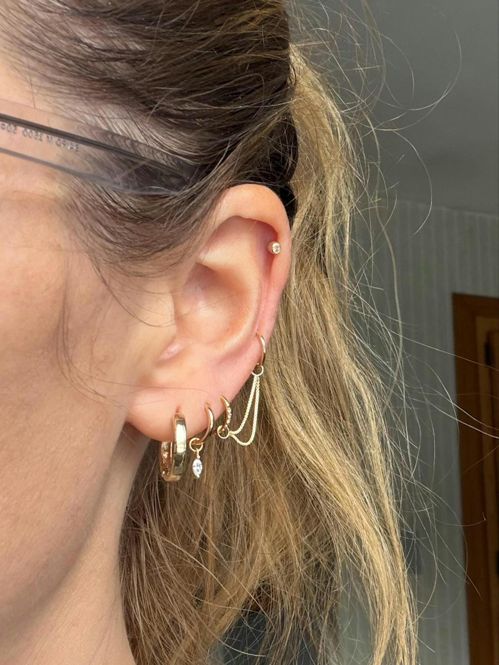 Gwen Double Box Link Connector Ear Chain