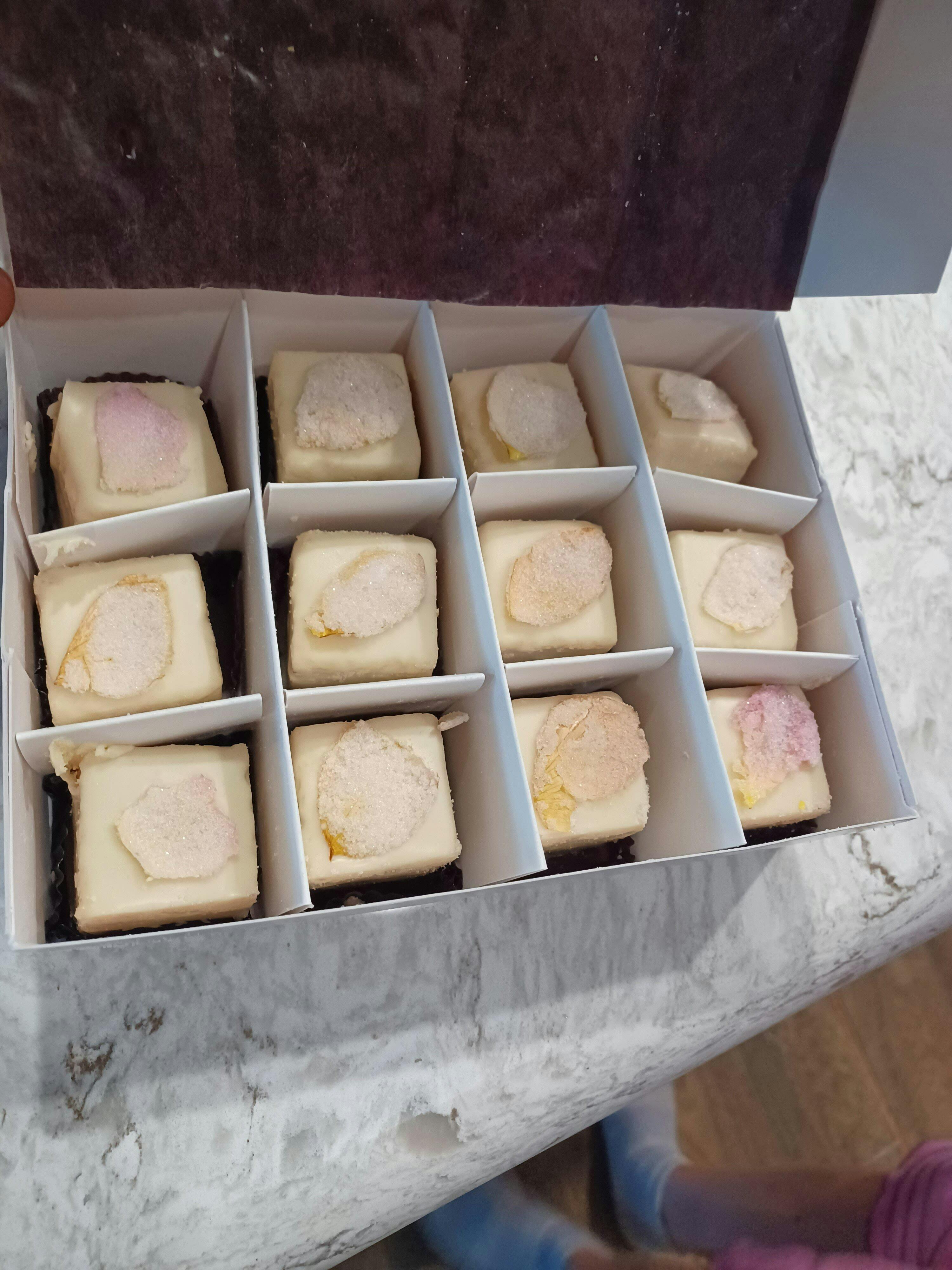 Rose Petal Petits Fours | Vanilla Cake with Passionfruit Ganache
