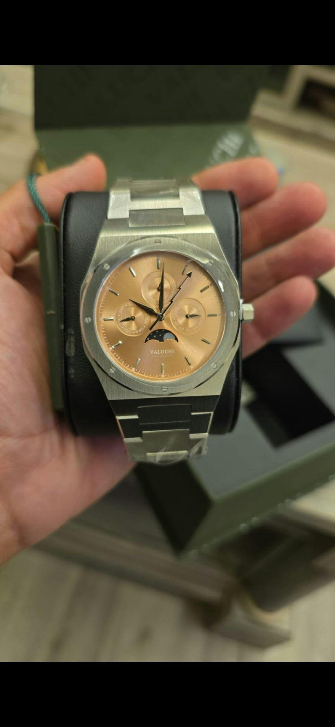 【美品】VALUCHI Rose Gold Black 自動巻き腕時計 Rose Gold Automatic 40mm Lunar Calendar Watch – Valuchi