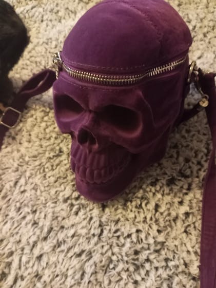 Killstar Grave Digger Skull Handbag  Black Velvet Skull Purse - Inked Shop