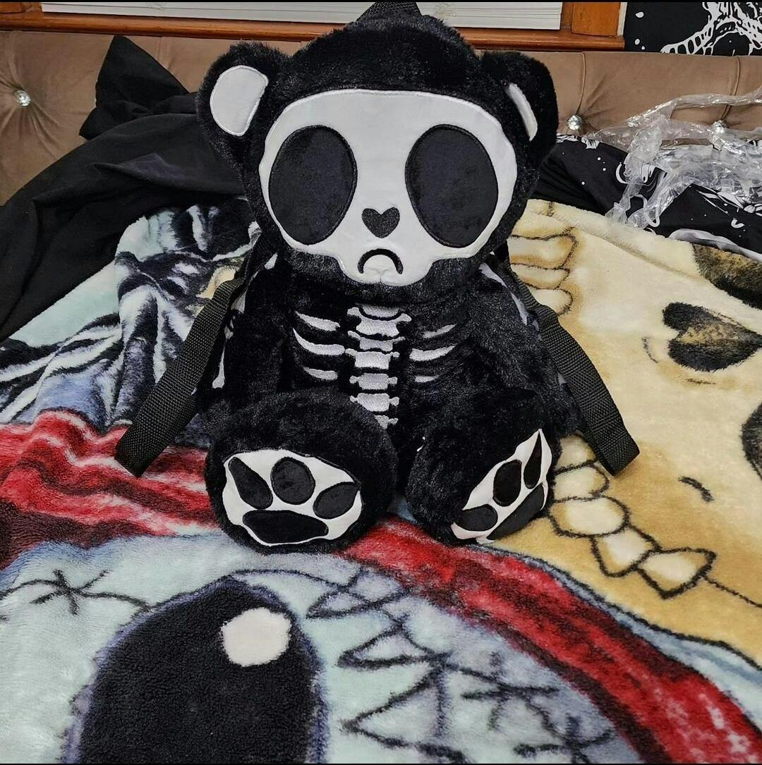 Grumpy Bones Bear Plush Backpack – VampireFreaks
