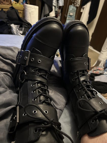 パ*ソ様 blackmeans LeatherStrapBoots black Mallorn Combat Boots [VALOR-220] – VampireFreaks